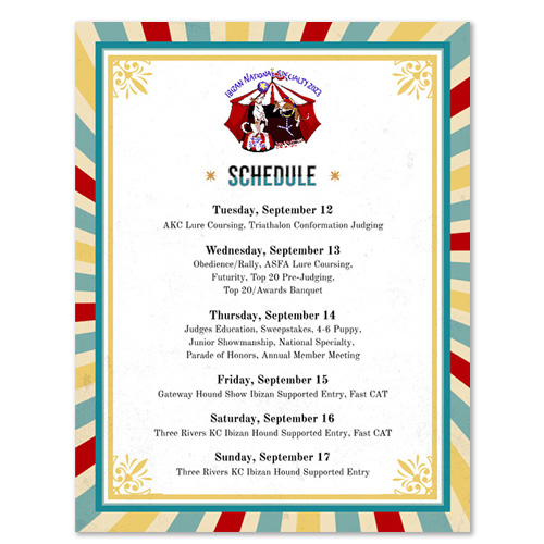 IHCUS schedule of events